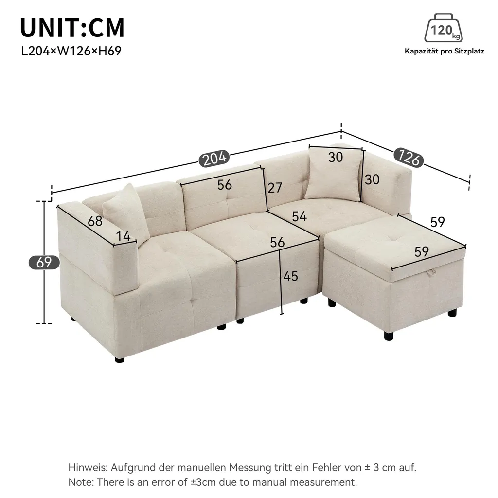 Canapé d'angle avec rangement et lit : la solution gain de place beige - 7