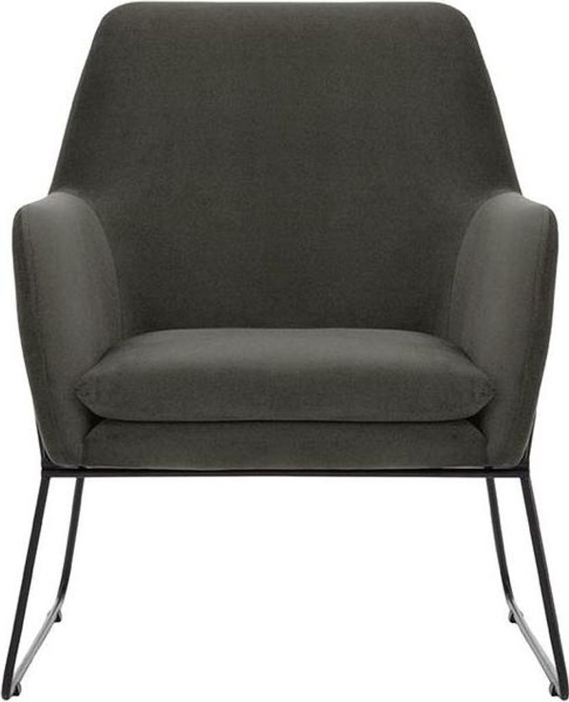 Sessel Foxe-Velluto 19-schwarzer Metallrahmen
