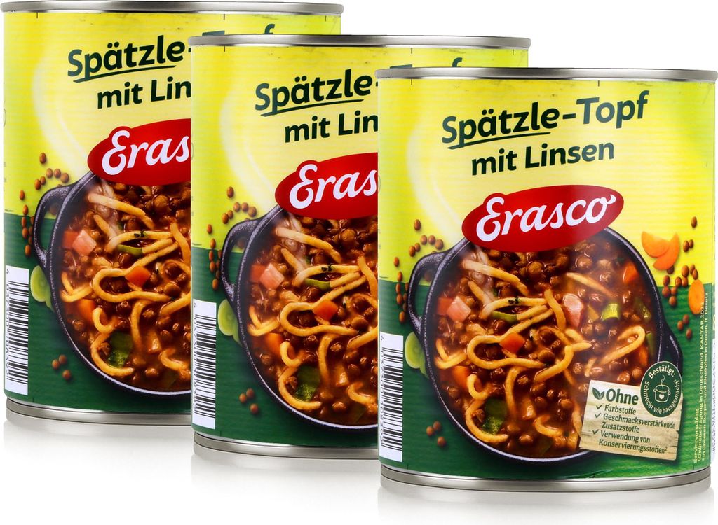 Erasco Spätzle-Topf mit Linsen 800g Fertigessen (3er Pack)