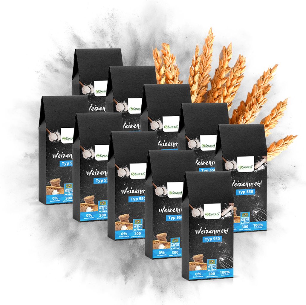 SANUUS Weizenmehl 550 2x1kg aus dem Allgäu zum Backen & für Hefeteige, Brot, Pastateig oder Gebäck