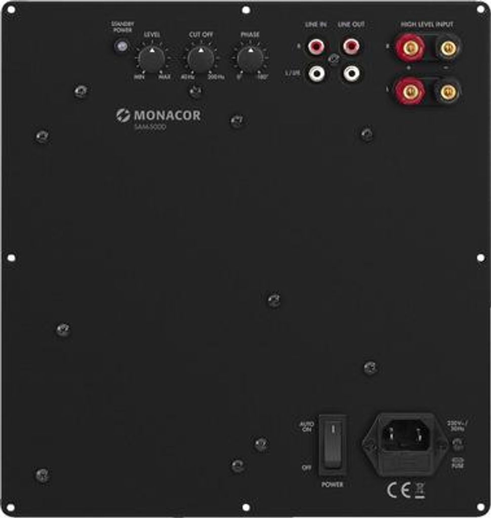 Monacor SAM-500D, 500 W, Aktiver Subwoofer, 20 - 200 Hz, 700 W, 22000 Ohm, Schwarz