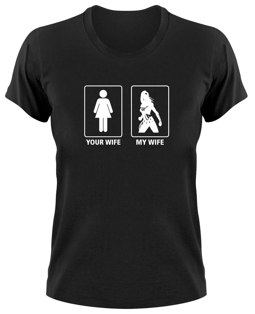 Styletex23 T-Shirt Themyscira Your Wife My Wife Fun, Damen schwarz, S
