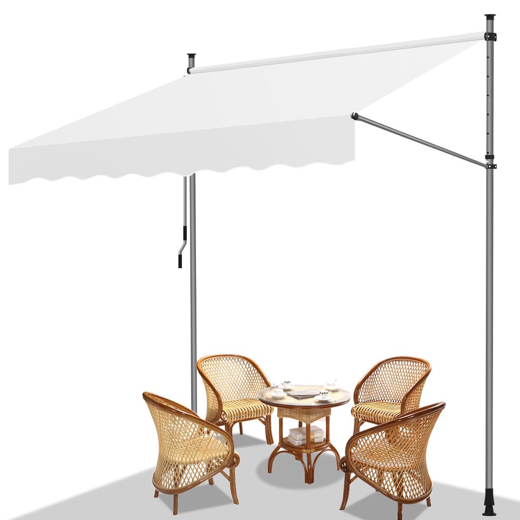 Fiqops Markise Klemmmarkise Balkonmarkise Garten Markisen beständig UV Gelenkarmmarkise Creme 3M