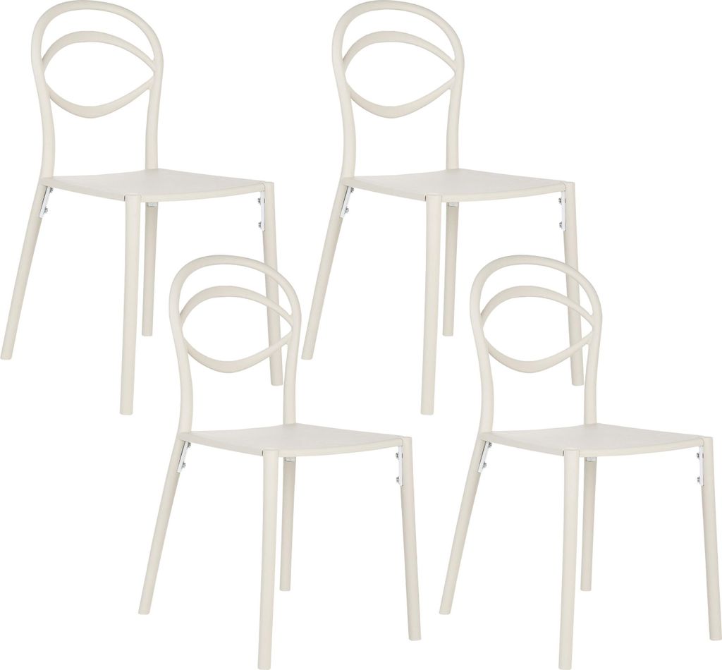 BELIANI Gartenstühle 4er Set Cremeweiß Kunststoff Wetterbeständig Leicht Modernes Design Indoor Outdoor Terrasse Esszimmerstühle