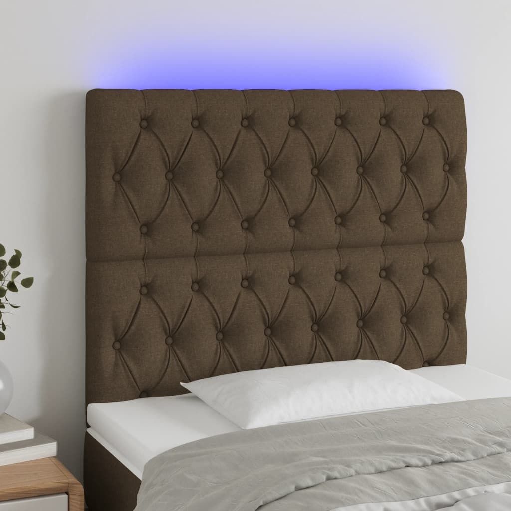 Maison Exclusive - LED Kopfteil Dunkelbraun 100x7x118/128 cm Stoff