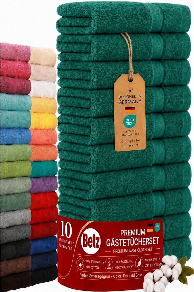 Betz 10 Stück Gästetücher 30x50 cm PREMIUM 100% Baumwolle Produktbild  KI-generiertes Bild