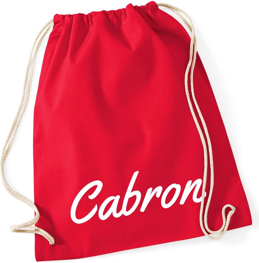 Huuraa Turnbeutel Cabron spanisch Schriftzug 12 Liter Classic Red Baumwolle Rucksack Geschenkidee