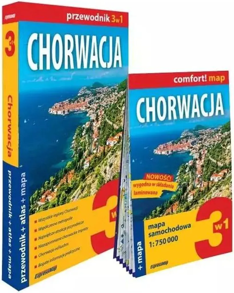 Carte routière et touristique de Croatie plastifiée indéchirable