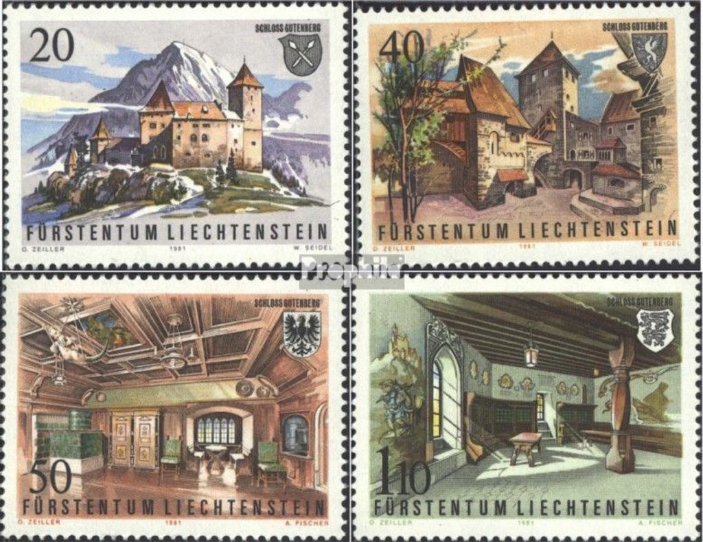 Briefmarken Liechtenstein 1981 Mi 780-783 (kompl.Ausg.) postfrisch Schloß Gutenberg