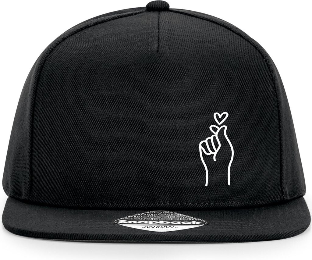 Huuraa Cappy Mütze K-Pop Fingerherz Zeichen Black Polyester Snapback Kappe Geschenkidee
