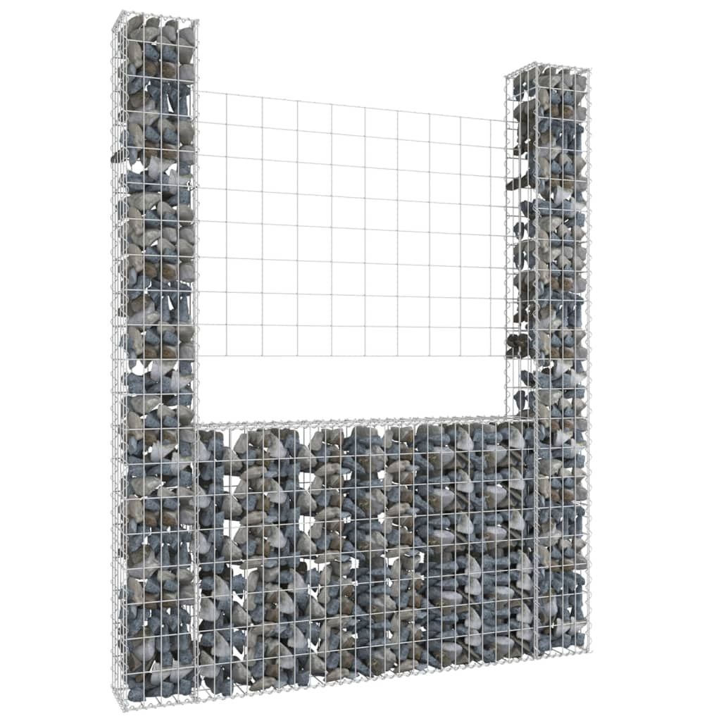 Cesto di gabbioni a U con 2 colonne di ferro 140x20x200 cm Immagine del prodotto 