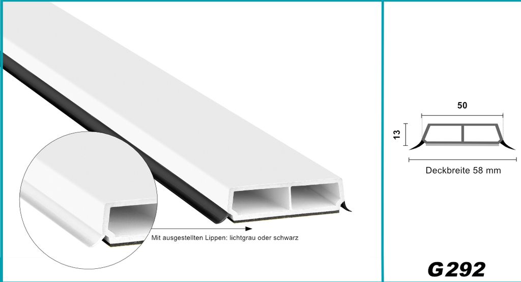 HEXIM Fenstersprossen weiß 1 & 2 Meter - selbstklebende Glassprossen aus PVC Kunststoff, Dichtungslippen(steil & ausgestellt) in grau und schwarz ...