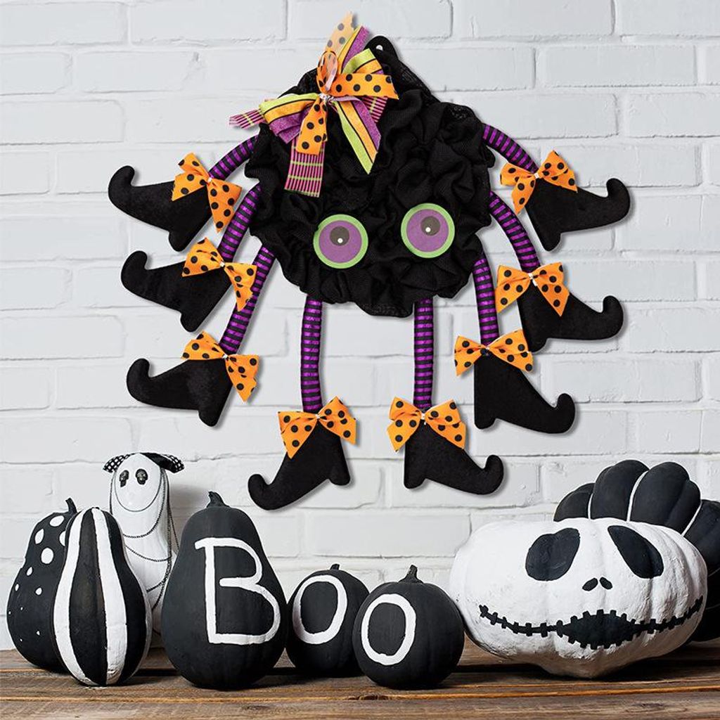 Halloween-Dekoration: Kranz, Girlande aus Blumen, zum Aufhängen an der Tür, Halloween-Dekoration für Hauseingang, Halloween-Partyzubehör, Foto-...