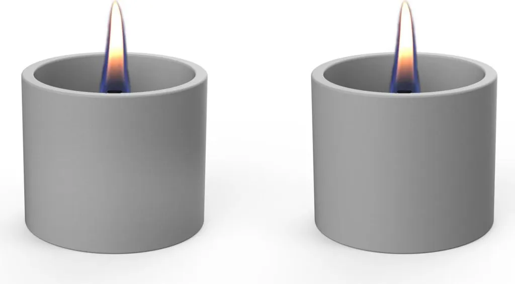 Feu de Table Sûr Breeze 8 en Céramique Grise - Duo de Bougies Design