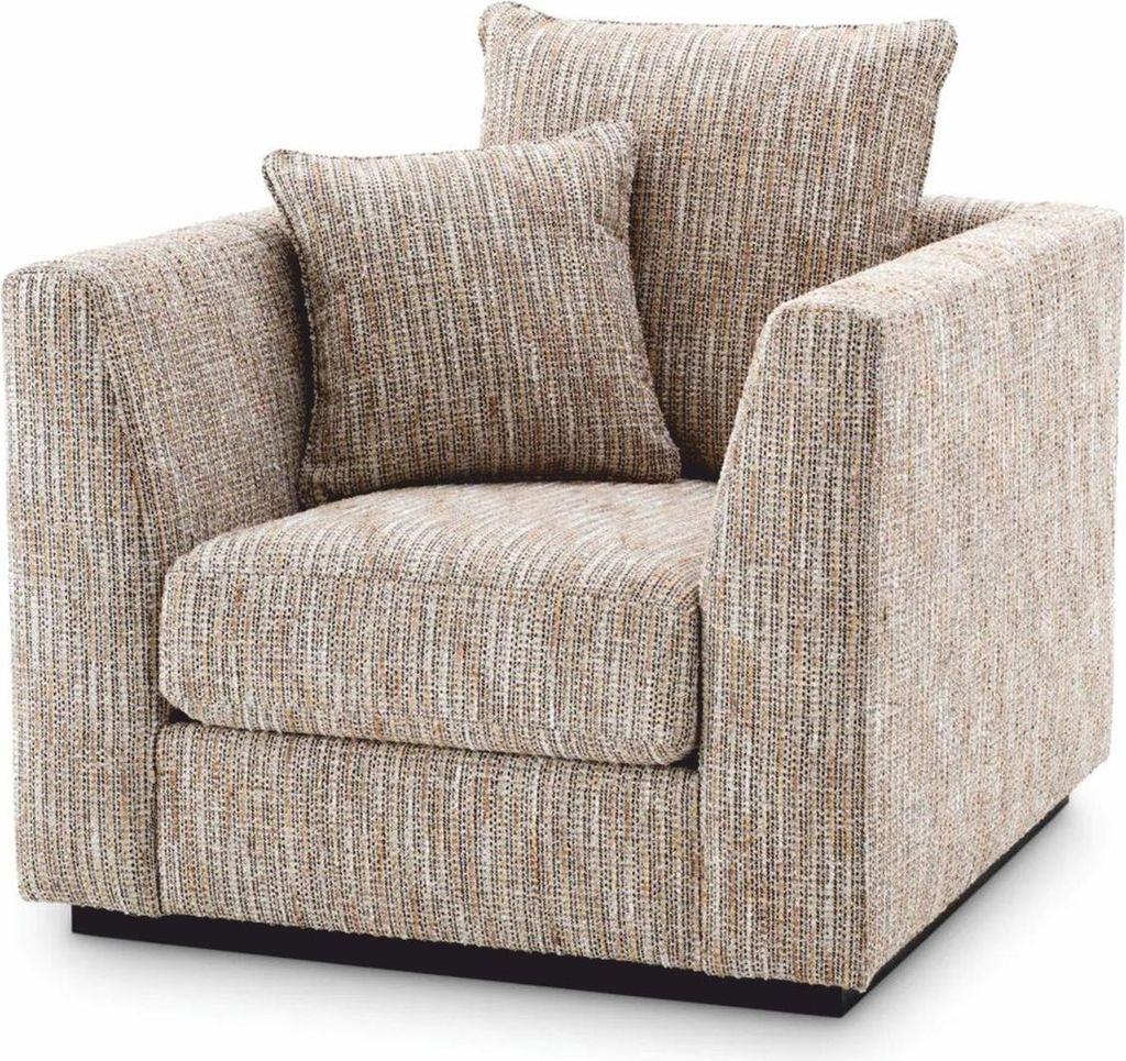 Casa Padrino Luxus Wohnzimmer & Hotel Sessel Beige / Schwarz H. 90 cm - Luxus Möbel