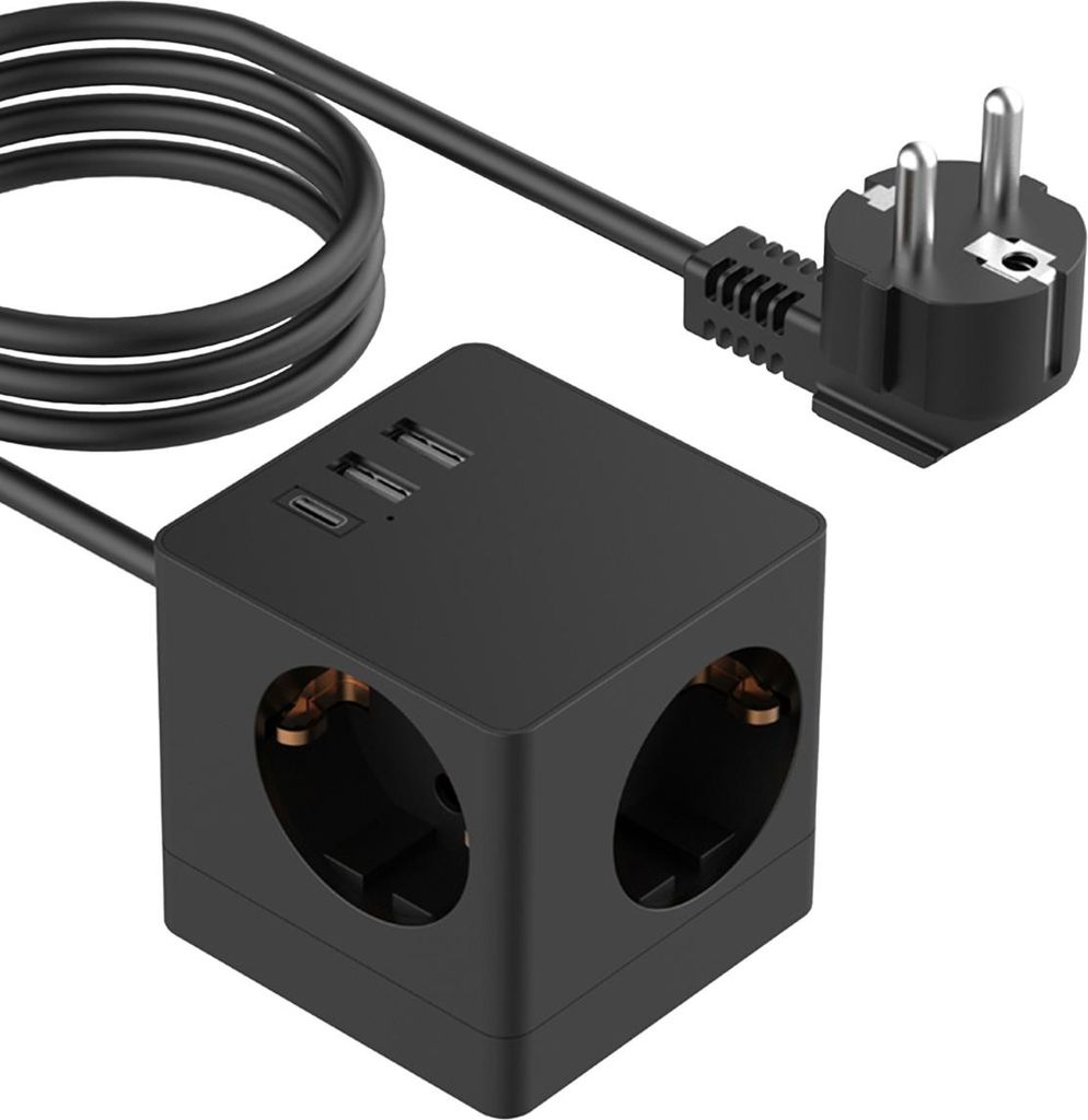 Accezz PowerCube Strip | 6-en-1 - 1x USB-C + 2x USB-A + 3x Image du produit 