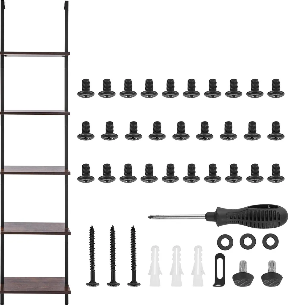Étagère Murale 5 Niveaux Solution de Rangement pour Petit Espace Noir