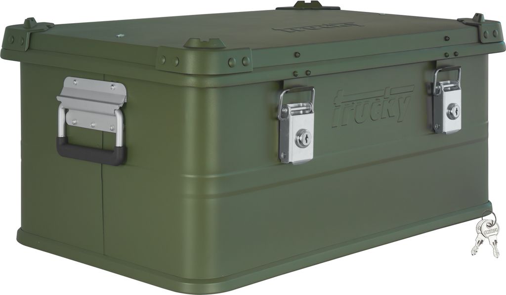 Aluminium Box mit Deckel Grün Alu Kiste Box Alukiste 50 Liter Transportbox Metallbox Alu Aufbewahrungsbox Boxen Abschliessbar Metallkiste Trucky