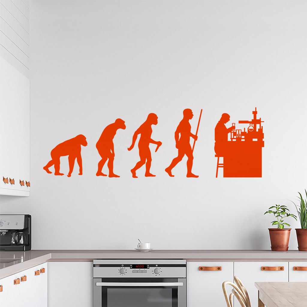 Laborant Labor Evolution Wandtattoo Wandaufkleber Wall Sticker - Dekoration, Küche, Wohnzimmer, Schlafzimmer, Badezimmer