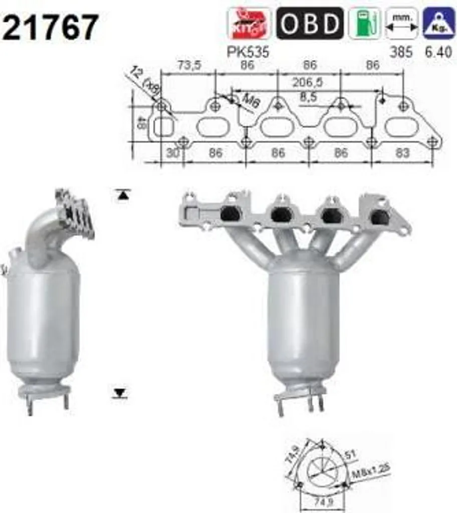 Catalyseur pour Opel Astra H Corsa C et Meriva - Réparation Échappement OE