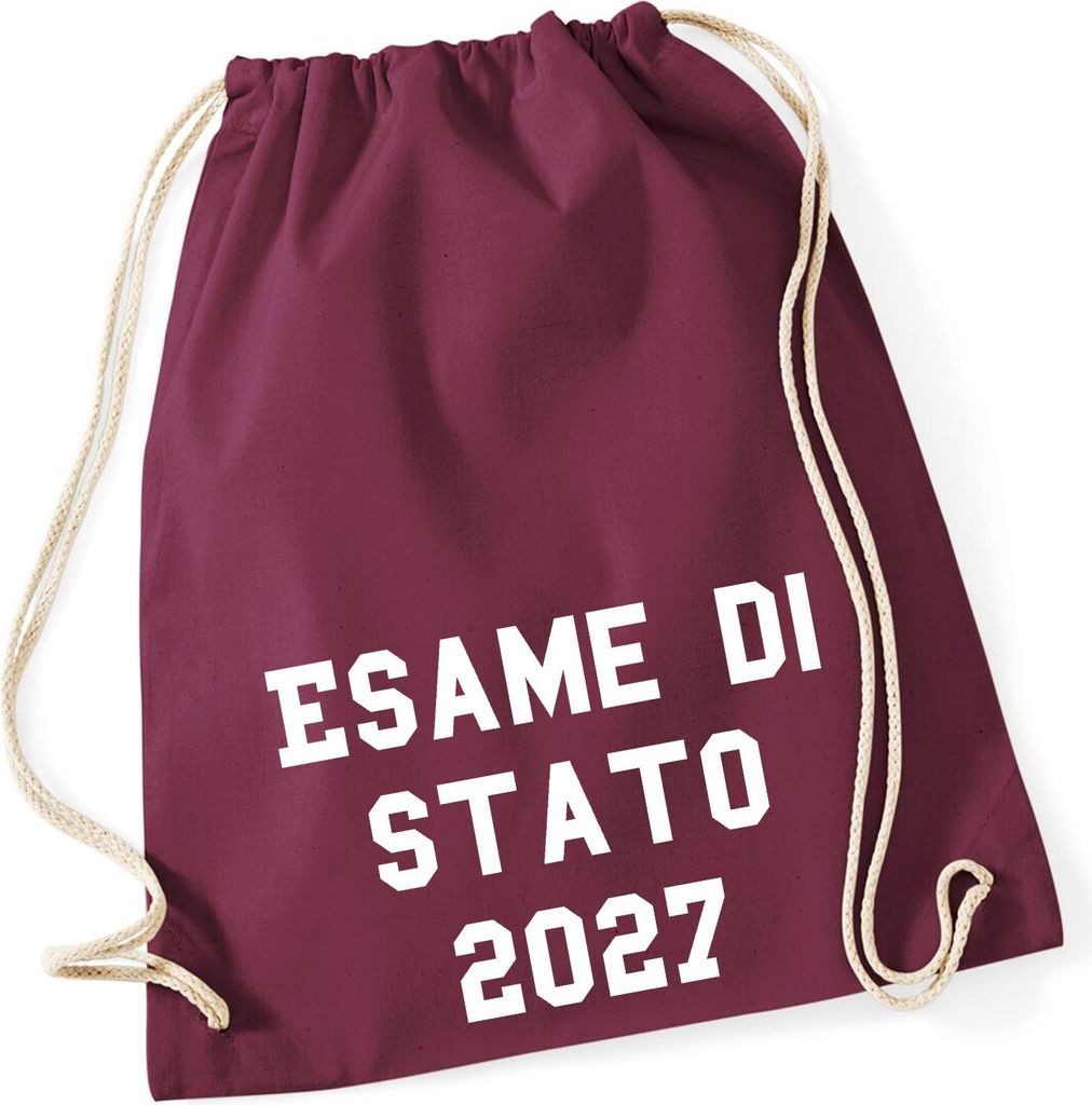 Huuraa Turnbeutel Esame di Stato 2027 Abschluss Italien 12 Liter Burgundy Baumwolle Rucksack Geschenkidee