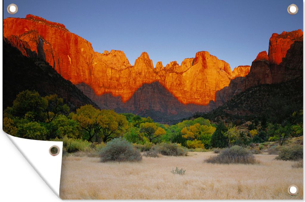 MuchoWow 120x80 cm Outdoor-Poster Gartendeko Sichtschutz Garten Poster für den Garten Ein großer Lichtfall in einem Tal des Zion National Park ...