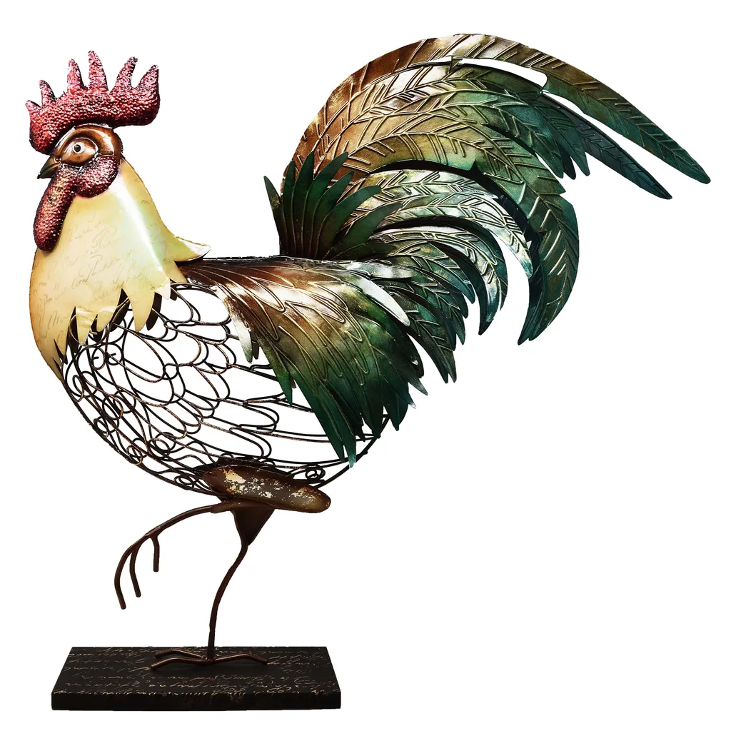 Figurine Coq en Métal - Décoration Animale en Tôle pour Jardin et Maison