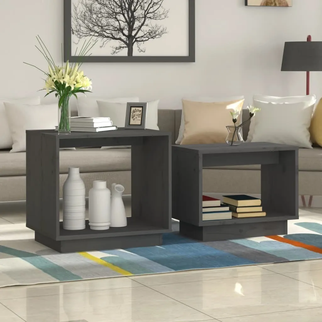 Tavolini Grigio Pino Massello Maison Exclusive - Set da 2 Pezzi