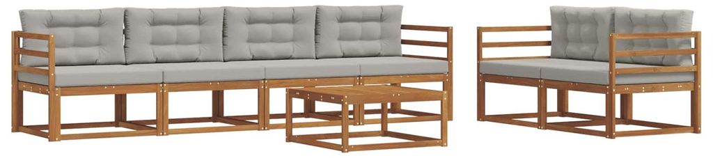 Outdoor-Sofagarnitur mit Kissen 7 pcs Natürlich und Hellgrau