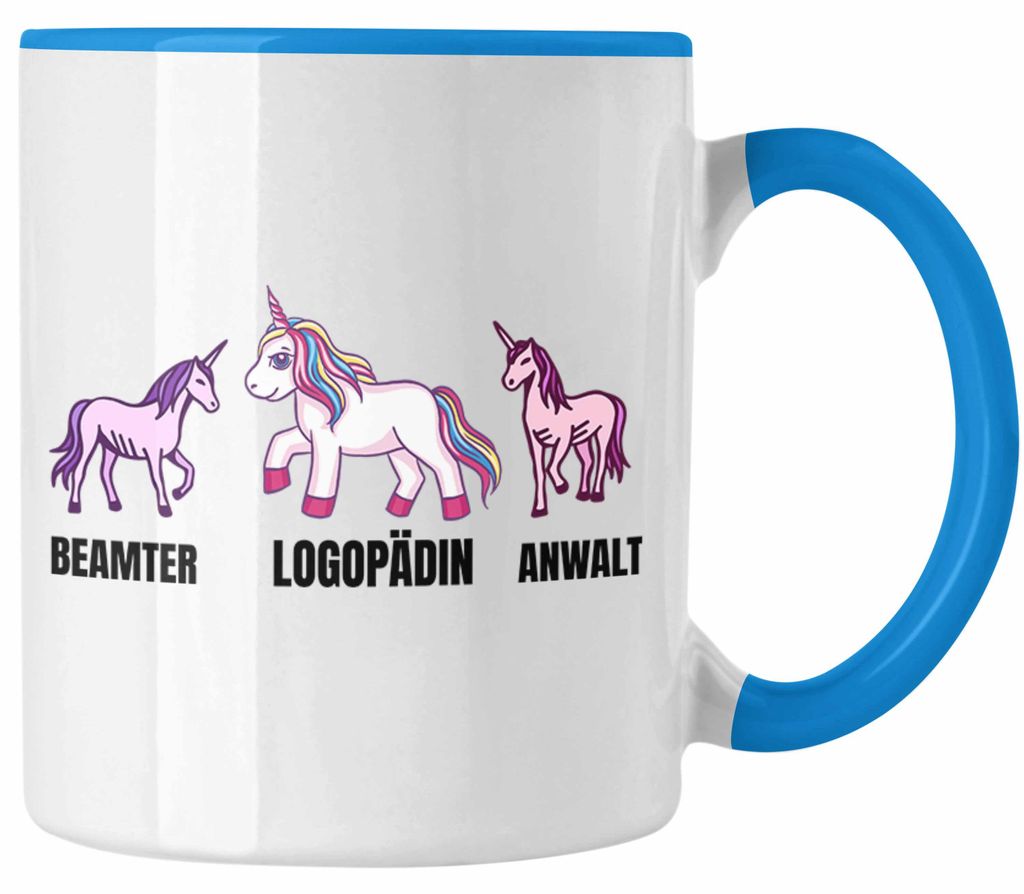 Logopädin Tasse Geschenk Einhorn Geschenkidee Logopädie (Blau)