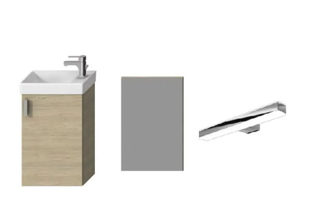 Ensemble Salle de Bain Jika Petit Frêne avec Éclairage et Lavabo