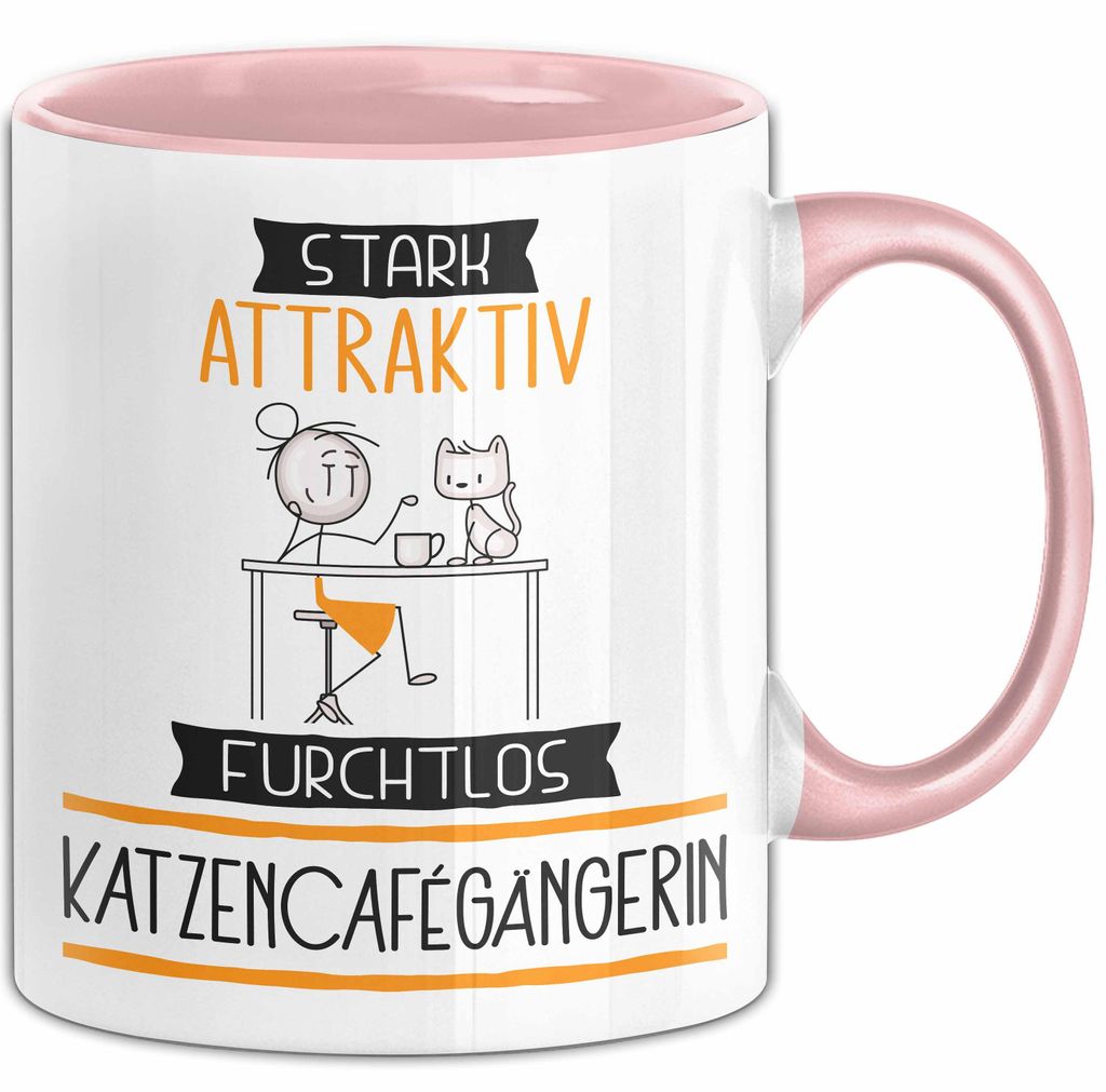 Katzencafégängerin Tasse Geschenk Becher Stark Attraktiv Furchtlos Katzencafégängerin Lustige Geschenkidee (Rosa)