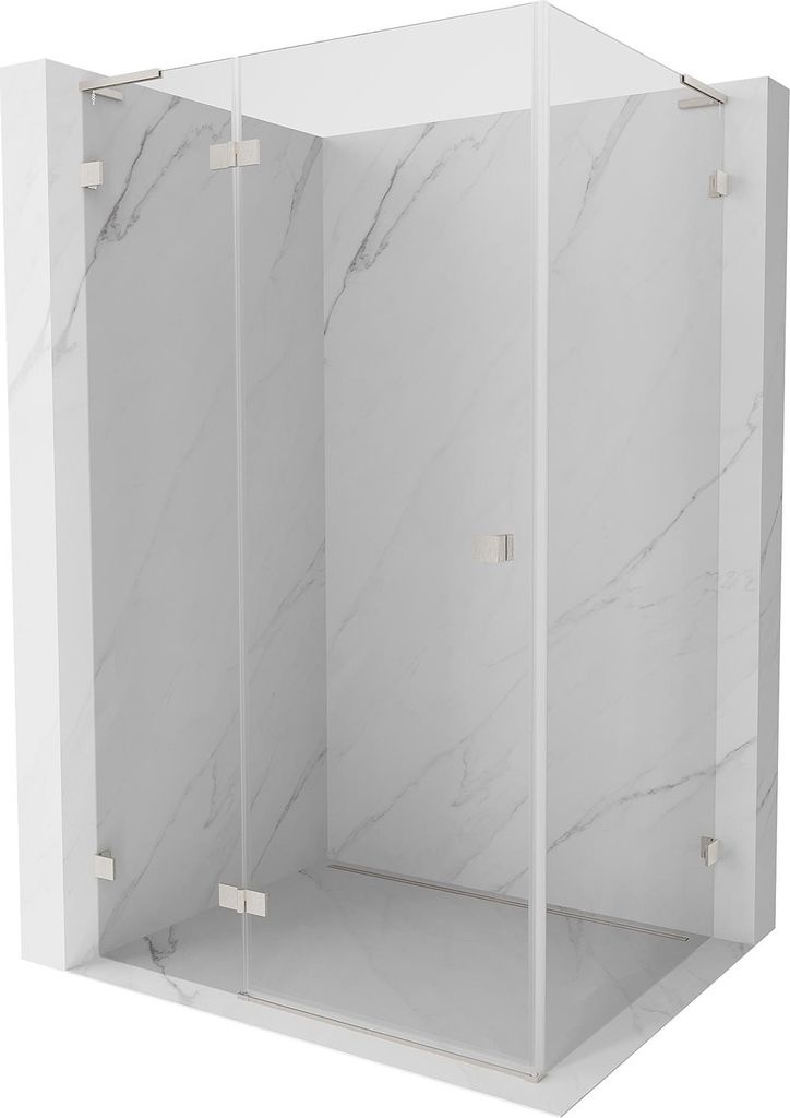 Mexen Lunar L Duschkabine, links öffnend, 95 x 70 cm, transparent, gebürsteter Nickel - 834L-095-070-97-00-L