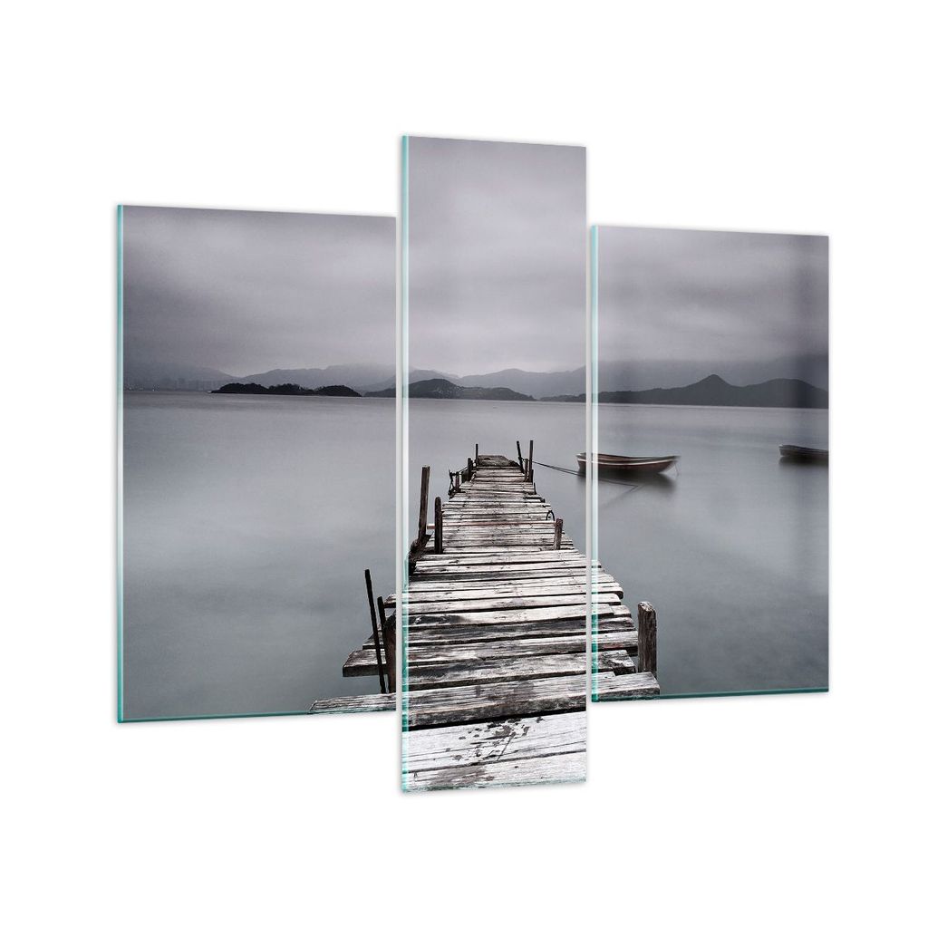 Bilder auf glas - Brücke See - 95x80cm - Glasbilder - Wandbilder - Bilder - Kunstdruck - zum Aufhängen bereit - Wanddekoration aus Glas - Glas Bi...