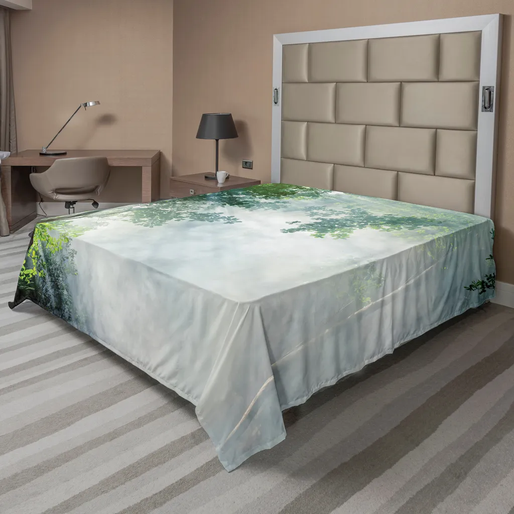 Drap de lit Doux Anti-Plis Motif Forêt pour un Sommeil Paisible et Zen