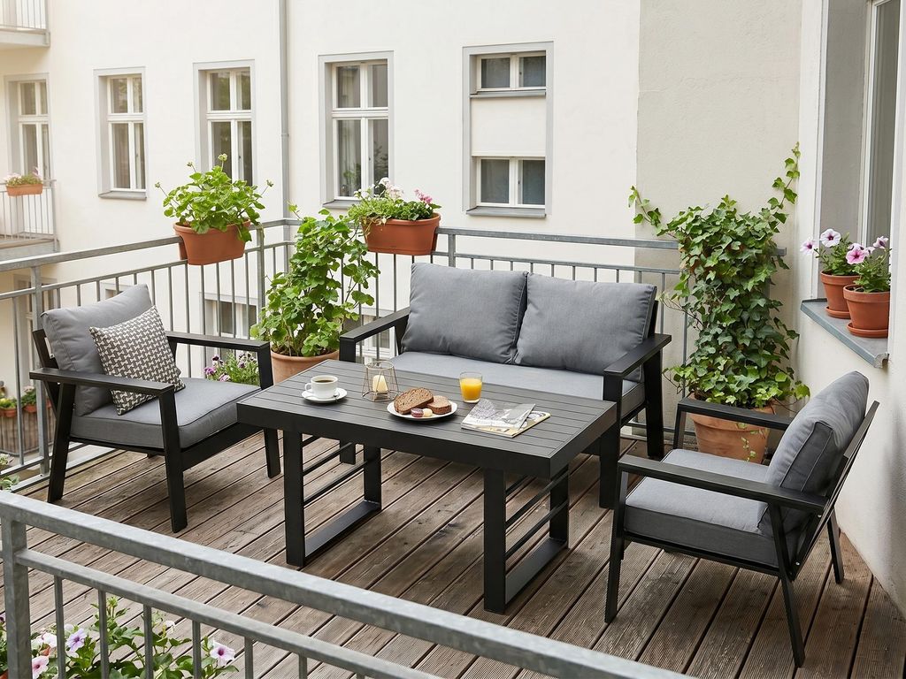MeXo Gartenmöbelset Aluminium, 4 Personen, Ergonomische Produktbild 
