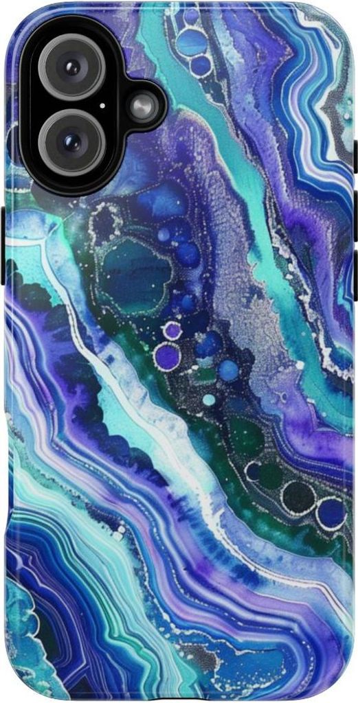 Blau-violette Geodenwirbel – Hülle Kompatibel mit iPhone 16 Plus