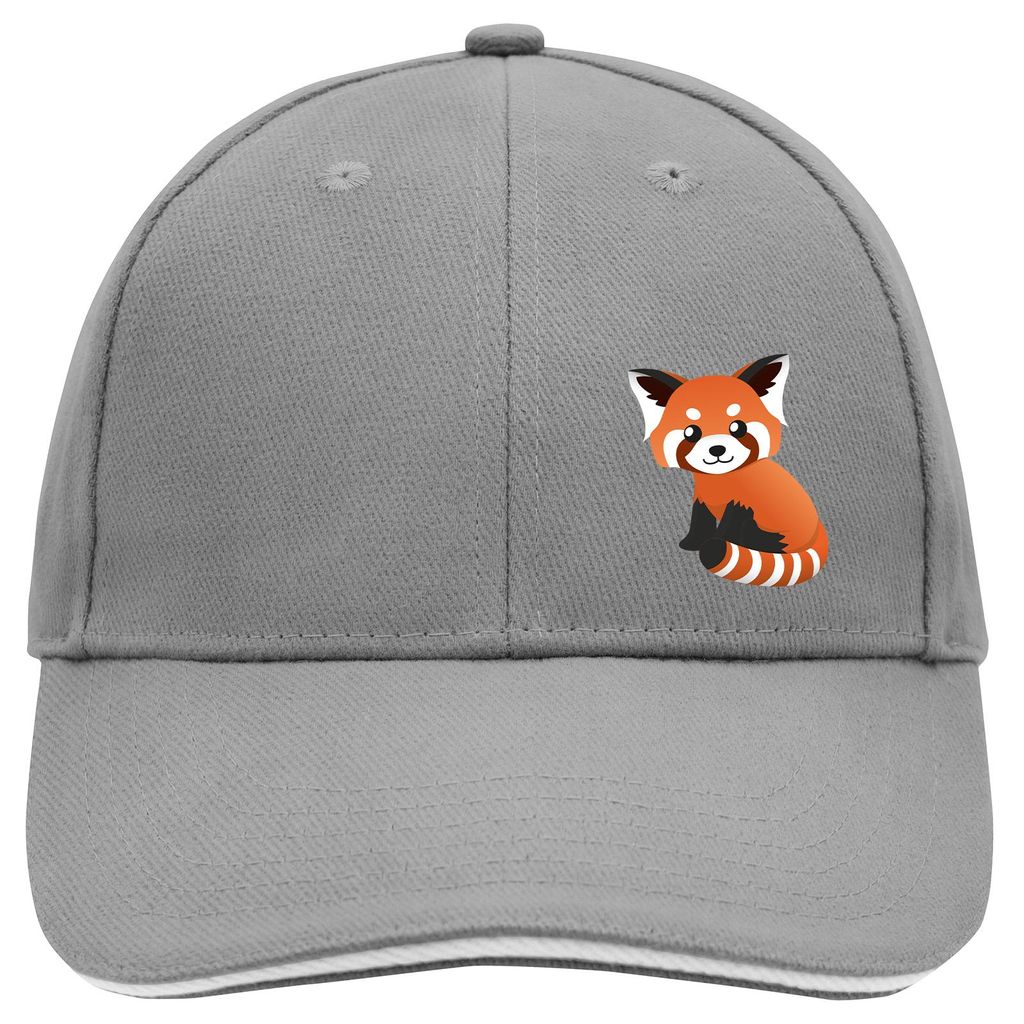 Huuraa Cappy Mütze Roter Panda Comic Dark Grey/White Baumwolle 6-Panel Kappe Geschenkidee