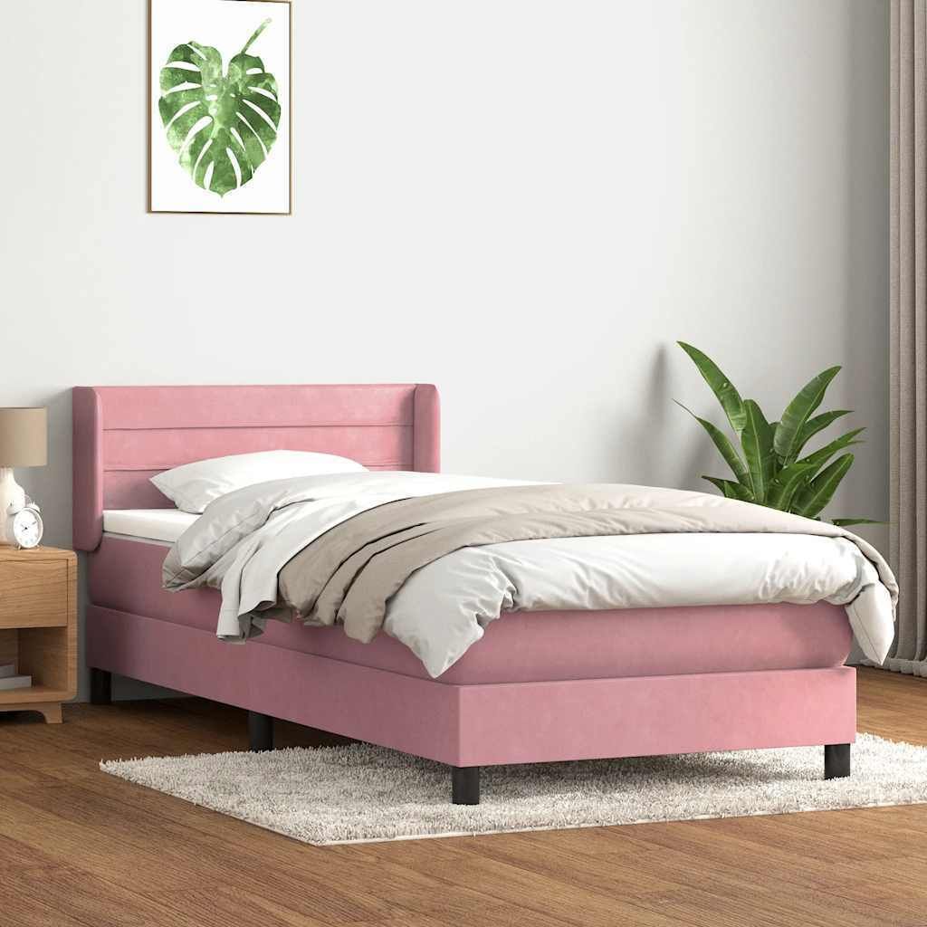 Boxspringbett mit Matratze Rosa 90x220 cm Samt, Klassische Betten Design Möbel