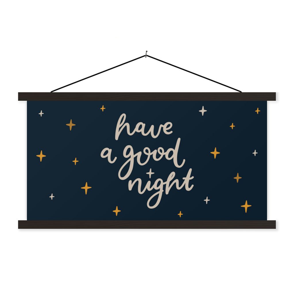 MuchoWow Textilposter Zitate - Baby - Sprichwörter - Eine gute Nacht - Kinder - Kinder 60x30 cm mit schwarzem Rahmen - Textilien