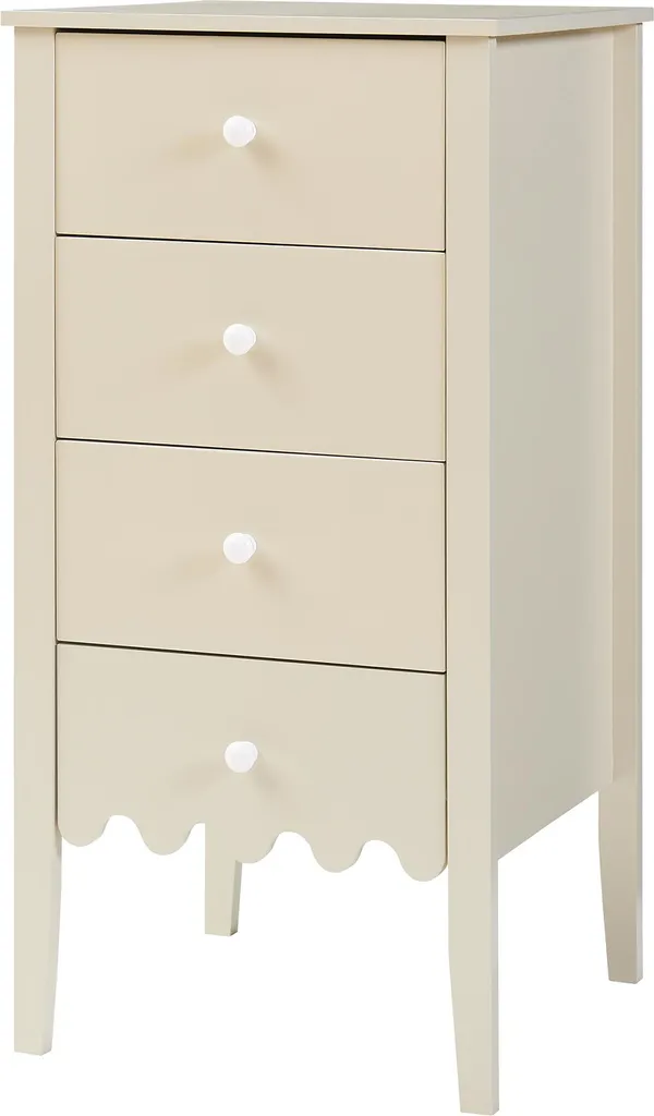 Commode 4 tiroirs Luspoo 82 cm blanc crème structure robuste chic