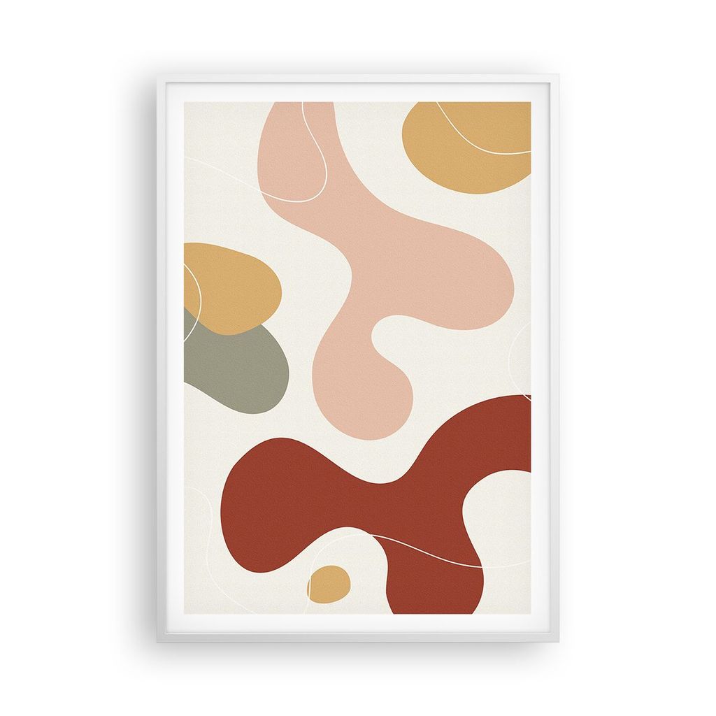 Gerahmtes Poster - Weißer Rahmen - Abstraktion Flecken Modern - 70x100 cm - Wand Bild - Wanddeko - Wandbilder - Kunstposter - Wandposter - Bilderr...