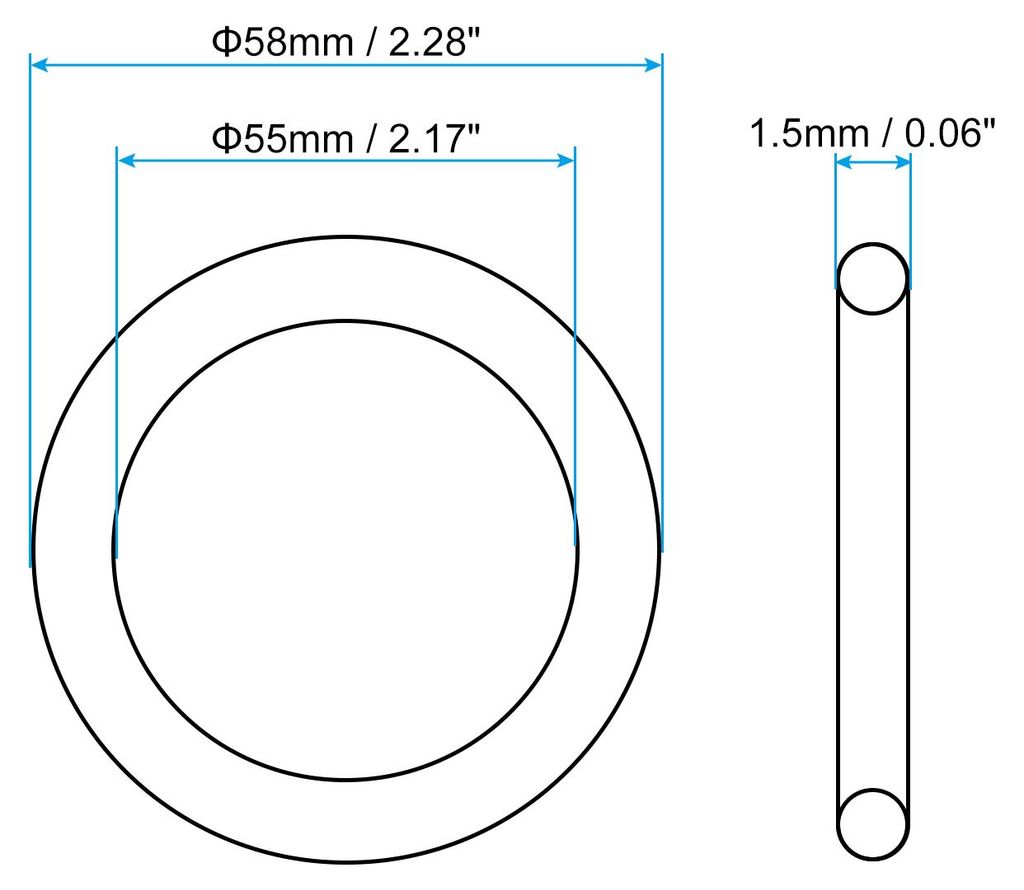 5Stk Dichtungsringe O-Ringe Gummidichtung 58mm AD 55mm ID 1.5mm Dicke Nitrilgummi Unterlegscheibe Dichtungssatz Gummischeiben fš¹r Auto Klimaanla...