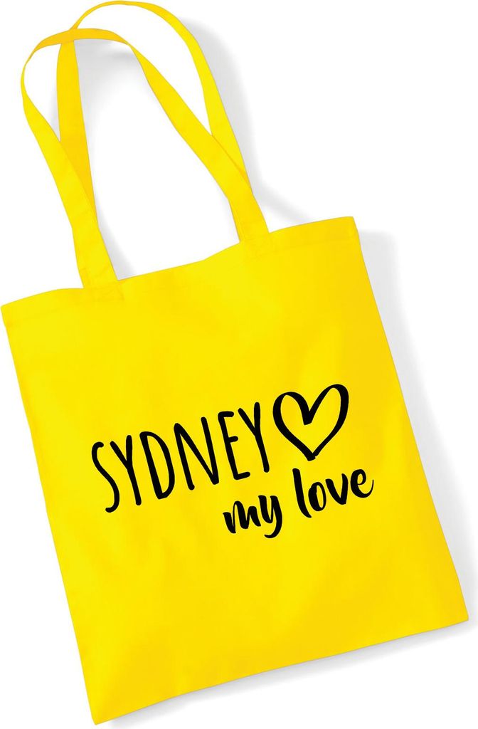 Huuraa Jutebeutel Sydney my love 10 Liter Yellow Baumwolle Tasche Geschenkidee