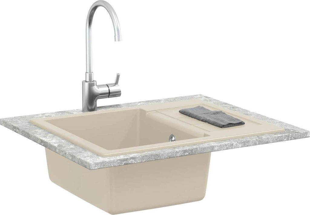 "Winter Sale" Waschbecken Beige 620x500 mm 80% Quarz und 20% Harz - Spülen Neu142754