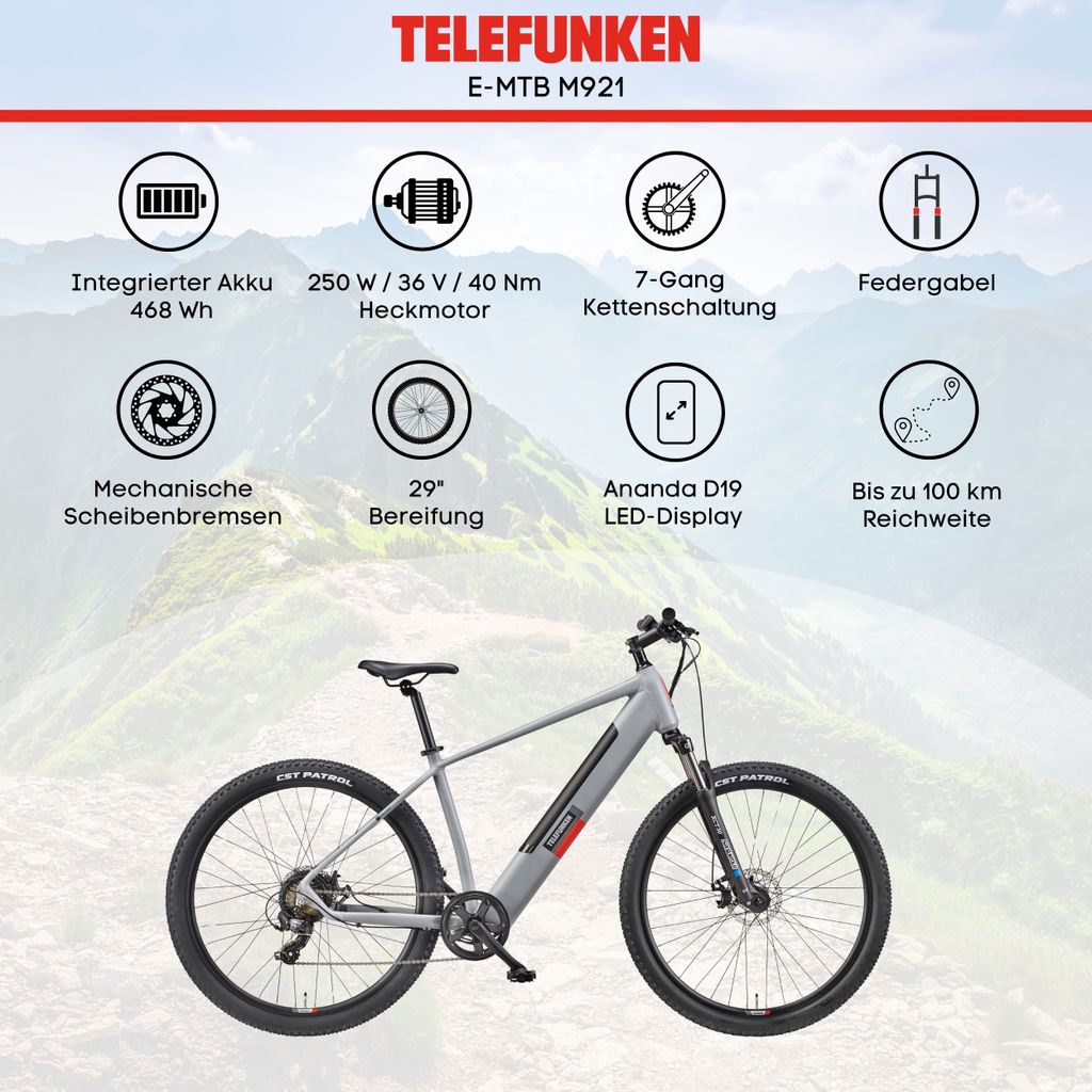 Telefunken MTB E-Bike Mountainbike für Herren und Damen | Produktbild 5