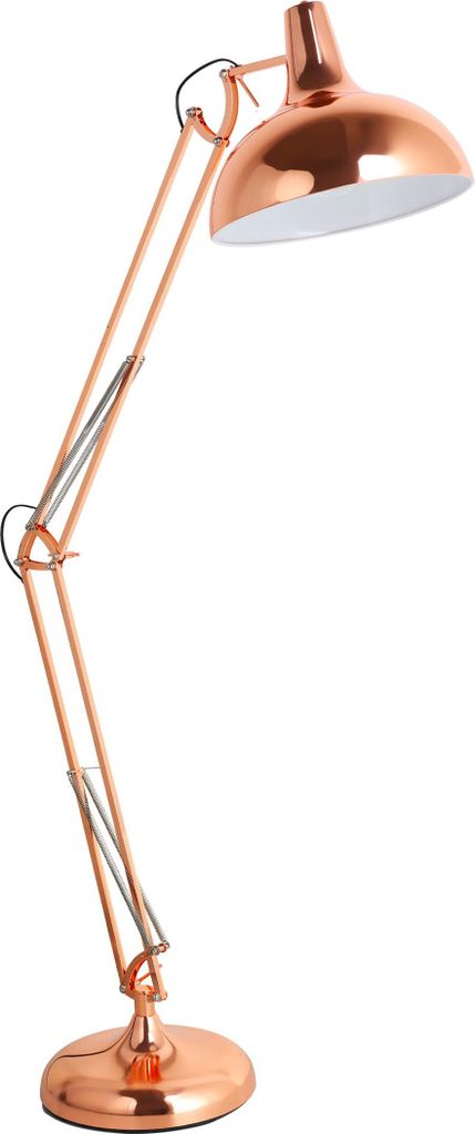 EGLO Stehlampe Borgillio, 1 flammige Vintage Standleuchte im Industrial Design, Stehleuchte aus Stahl, Farbe: Kupfer, : E27, inkl. Trittschalter