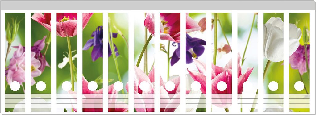 Wallario Ordnerrücken Sticker, selbstklebend für breite Ordner, 12 Stück, Motiv Blühende Blumen im Frühling in pink und weiß
