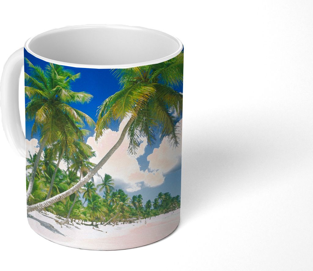 MuchoWow Tasse Kaffeetasse Kaffeebecher 350 ml Strand - Palme - Tropisch Teetasse - Fototasse - Becher - Keramikbecher - Teebecher - Kaffeetasse ...