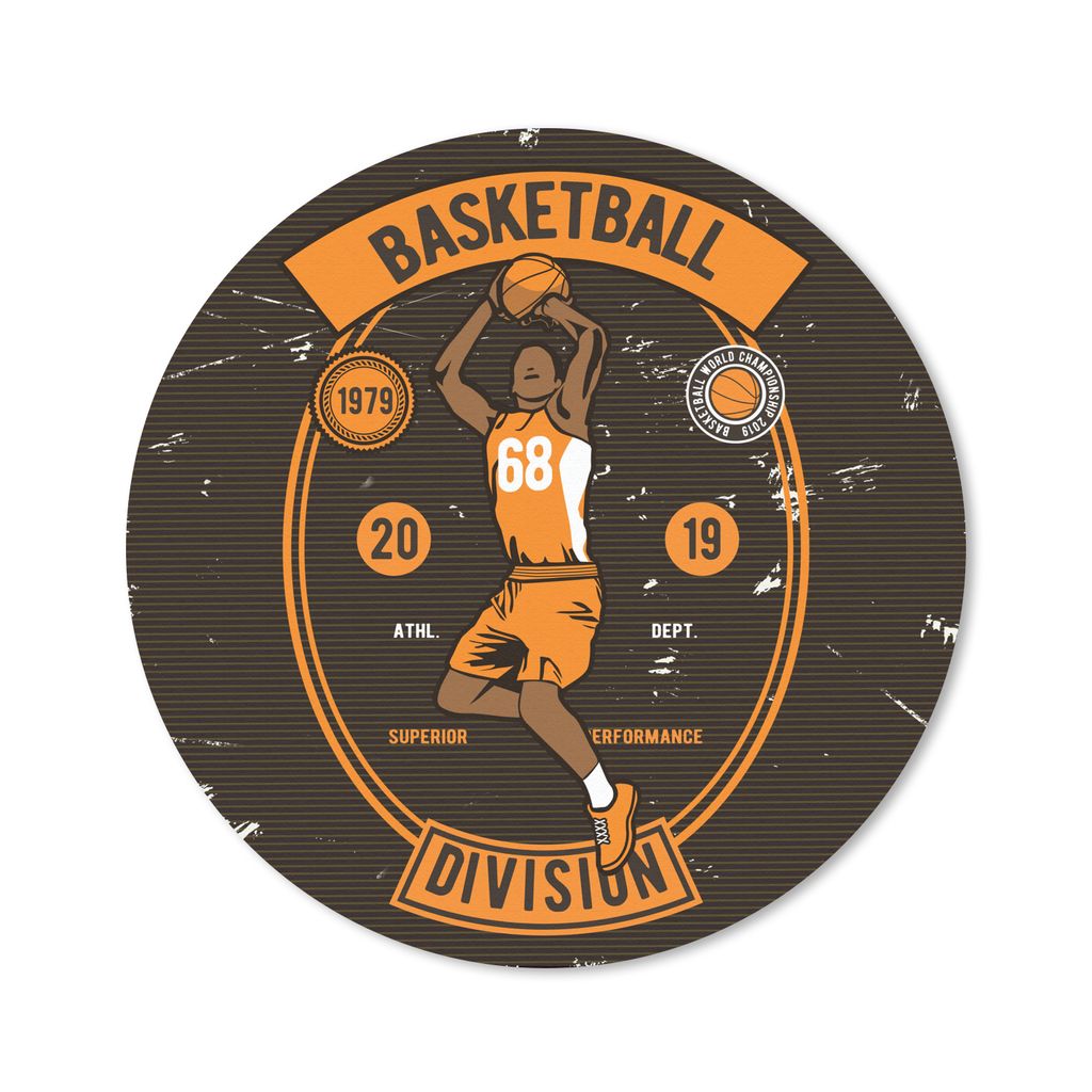 MuchoWow Mauspad Mousepad Mancave - Basketball - Sport - Vintage - Orange 50x50 cm - Mousepads - Maus Mat - Pad - Mausunterlage - Vinyl